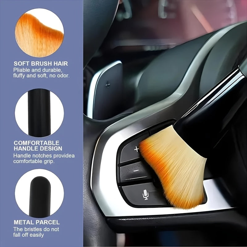 Long and Short Car Cleaning Brush Set, Air Vent Interior Tools, Soft Bristle Car Wash Brush, Crevice Dust Removal Brush